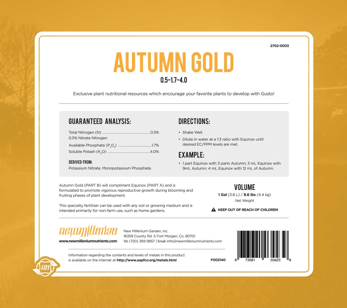 Autumn Gold Rear Label