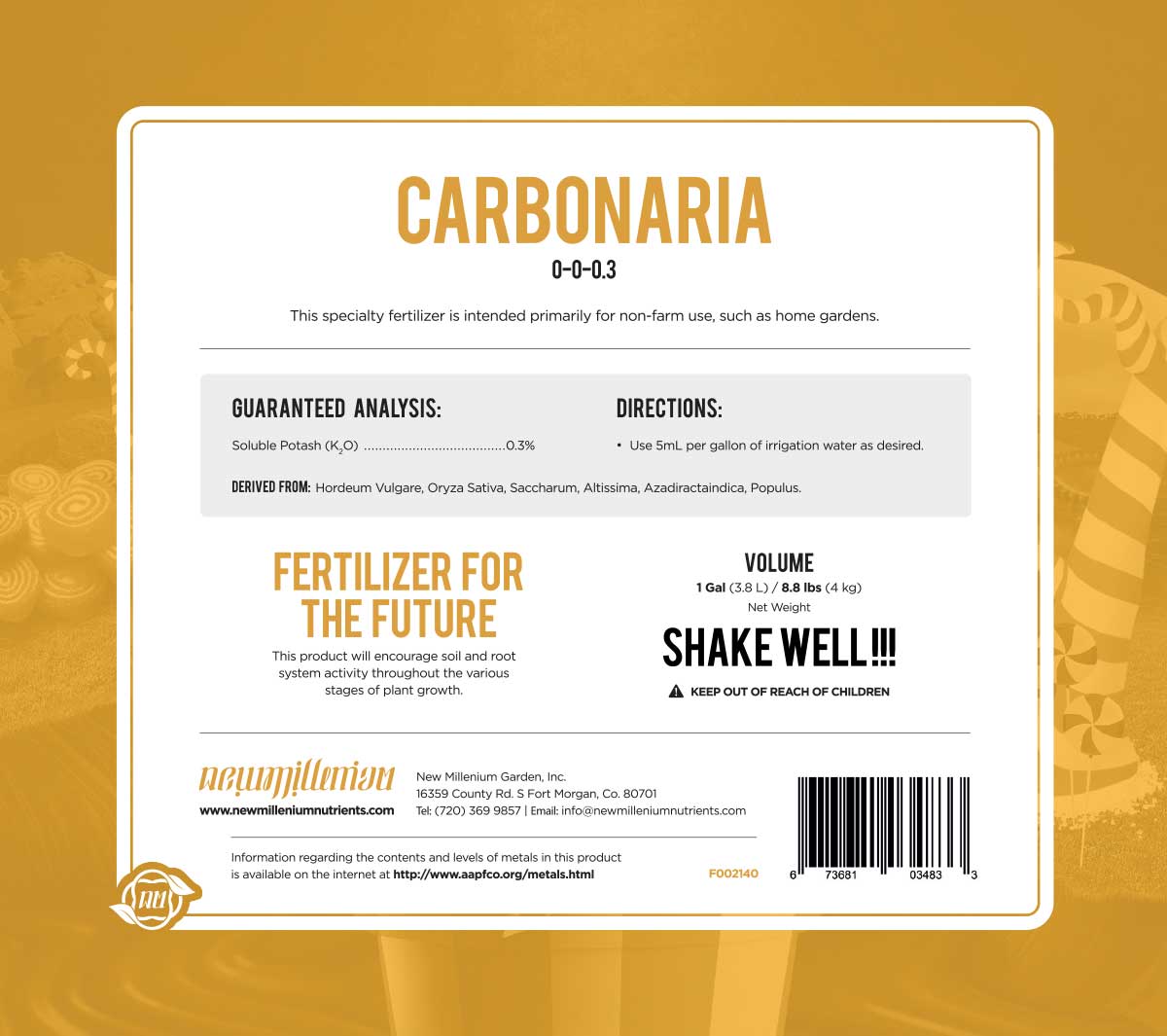 Car-beau-naria ,Carb-o-naria back label