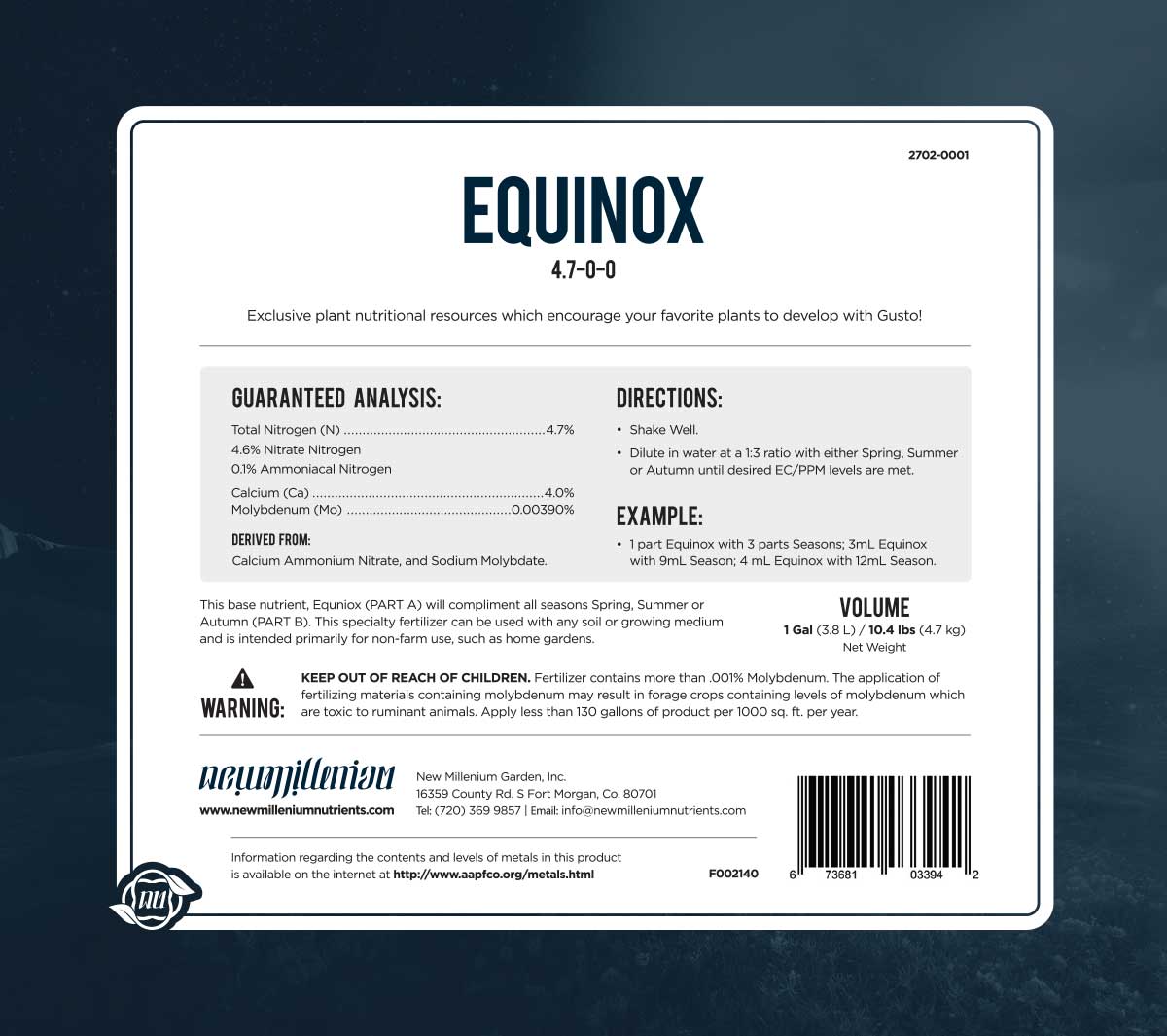 Equinox Label Rear