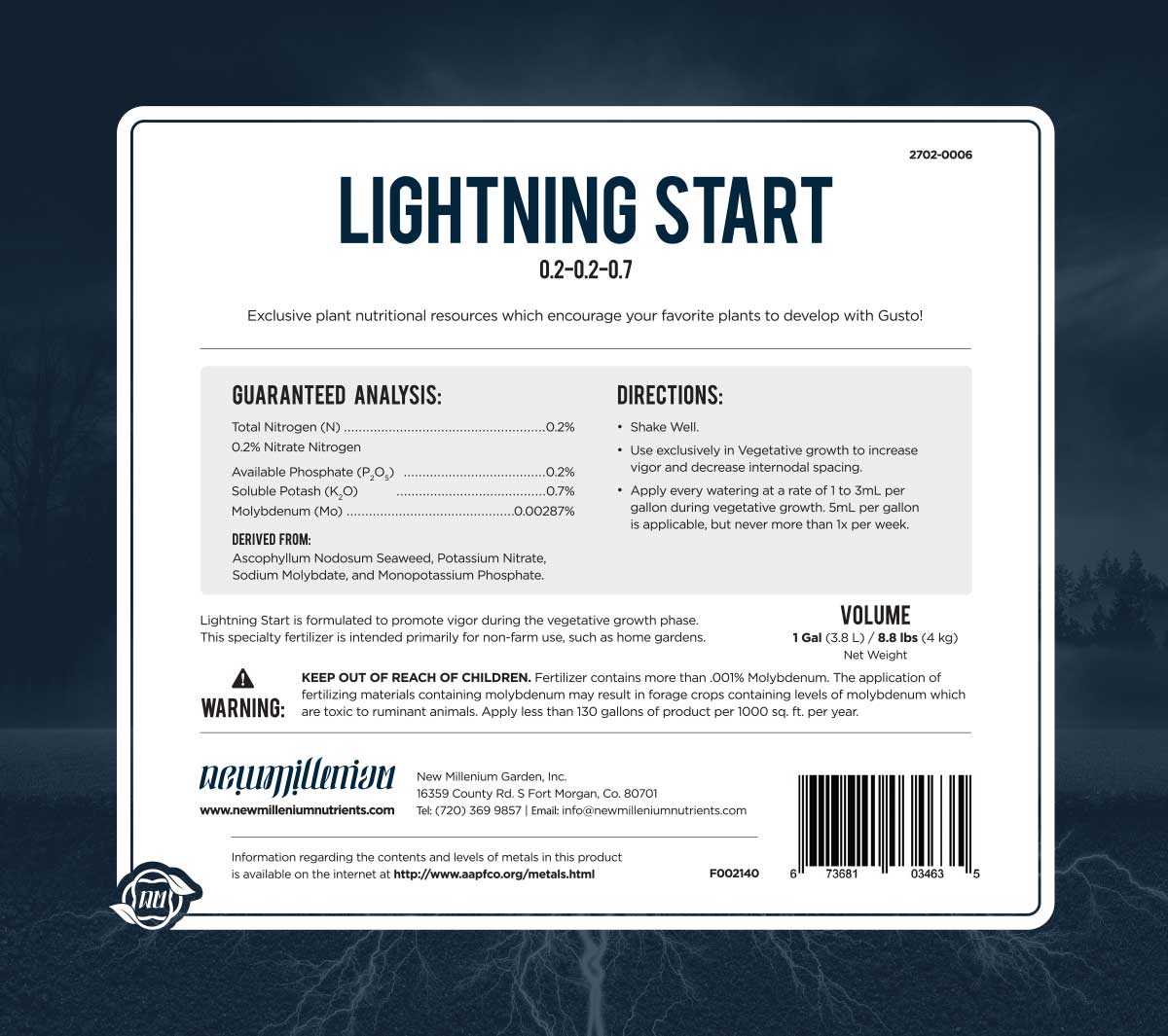 Lightning Start Rear Label