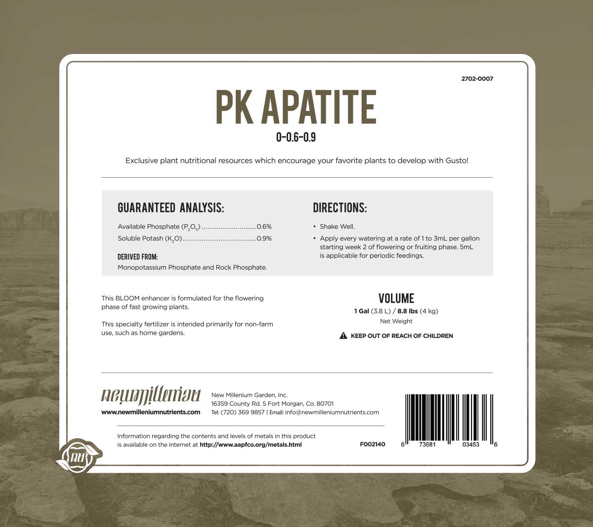 PK Apatite Rear Label