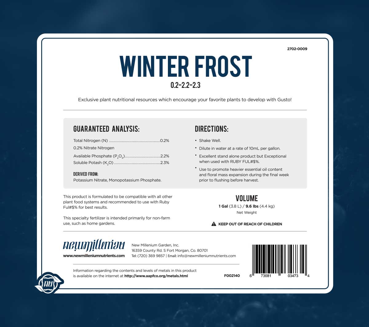 Winter Frost Rear Label